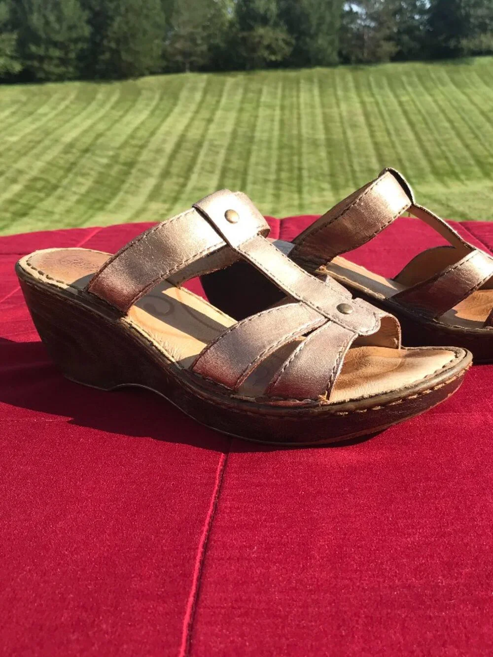 Gold Wedge Sandal, size 8